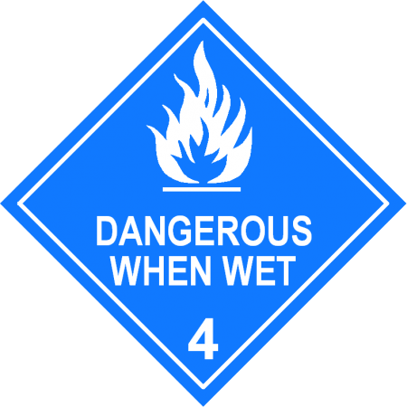 4.3 DANGEROUS WHEN WET Hazard Placard self-adhesive 300x300mm